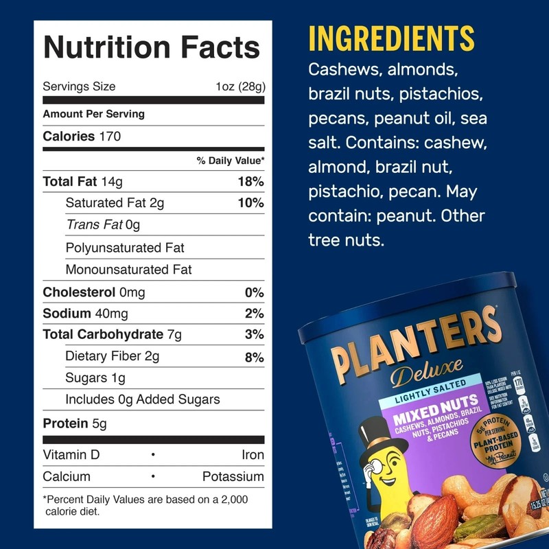 PLANTERS Deluxe Lightly Salted Mixed Nuts, Party Snacks, Plant Based Protein 15. gallery