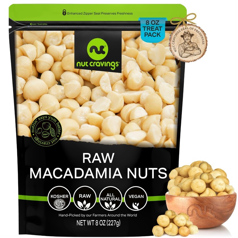 - Raw Macadamia Nuts, Unsalted, Shelled, (8oz - 1 Pack) Bulk Nuts Packed Fres...