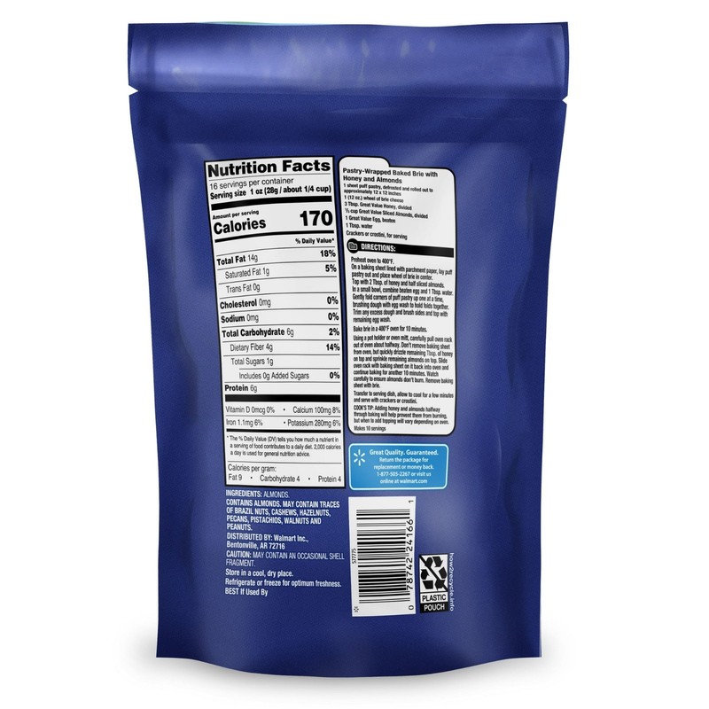 Great Value Sliced Almonds 16 oz Natural Baking Cooking Snack Resealable Bag gallery