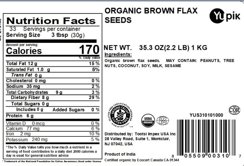 Yupik Certified Organic Brown Flax Seeds | 2.2 lb (35.2 oz) Bulk Pack | 100% Pur gallery