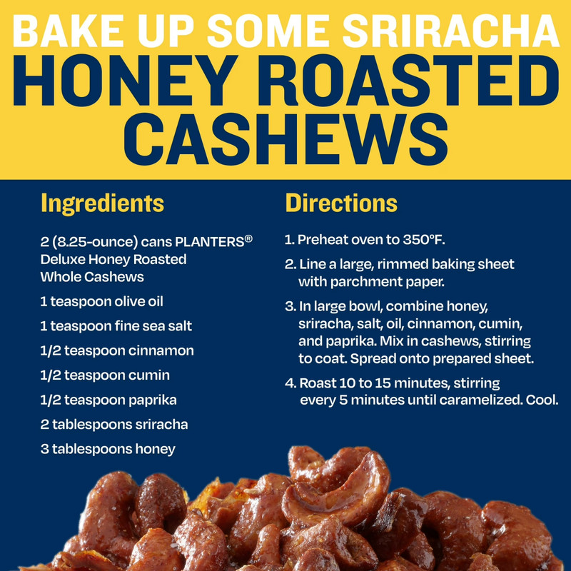 PLANTERS Deluxe Honey Roasted Whole Cashews 8.25 oz – Sweet & Salty Snack gallery