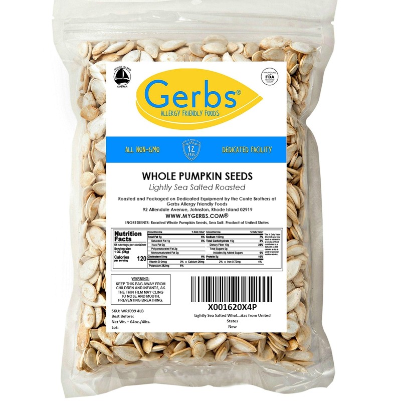 Lightly Sea Salted Pumpkin Seeds in Shell by - 4 LBS - Top 11 Food Allergen F... gallery