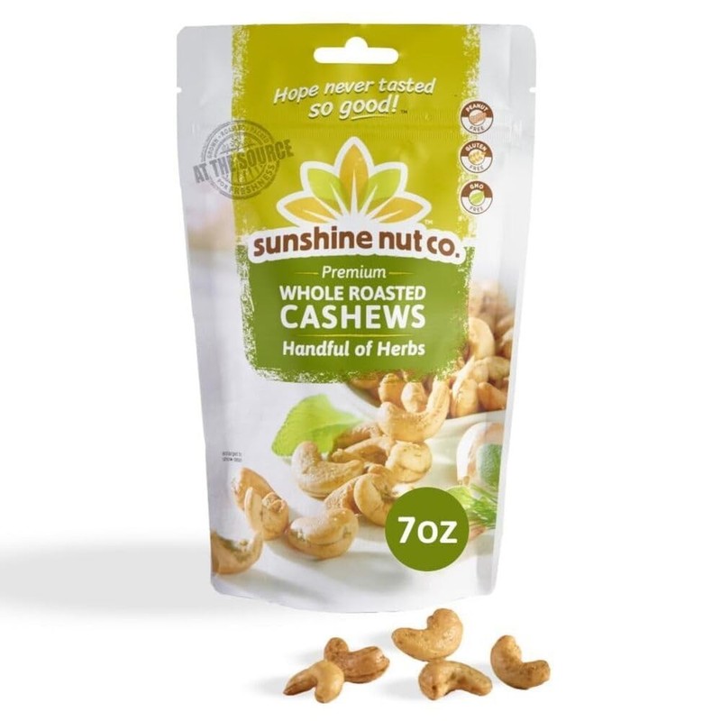Sunshine Nut Company Whole Roasted Lightly Salted Cashews Handful of Herbs 7oz