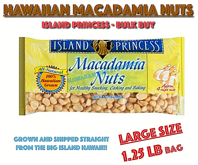 HAWAIIAN ROASTED MACADAMIA NUTS Island Princess Large 1.25 LBS Bag (566g) Baking