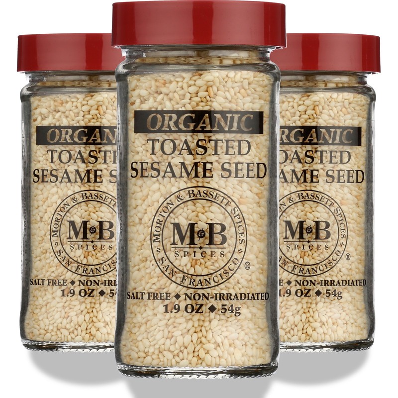 Organic Toasted Sesame Seeds Morton & Bassett 1.9 Oz Jar 3 Pack