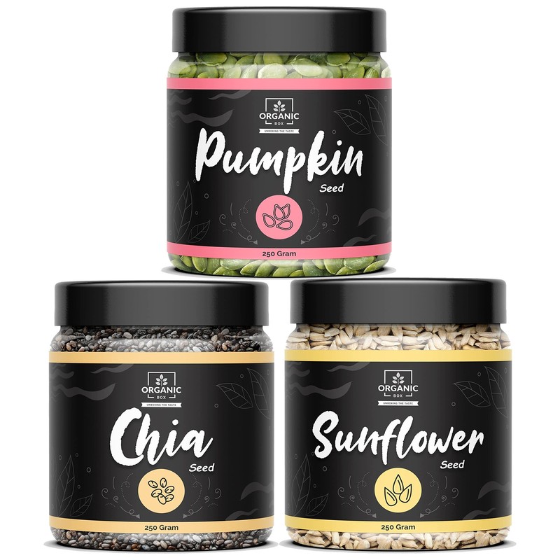 Elly Nuts Seeds Combo 750g | Pumpkin Sunflower Chia Seeds Jar Pack Diwali Gift