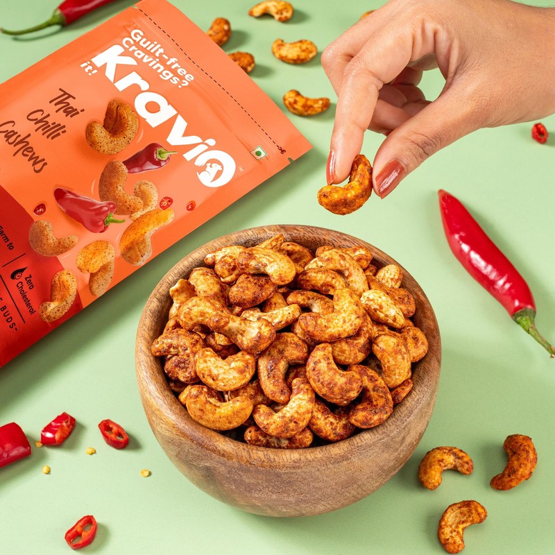 Kravio Thai Chilli Cashew Nuts 200g | Jumbo Roasted Spicy Healthy Kaju Snack gallery