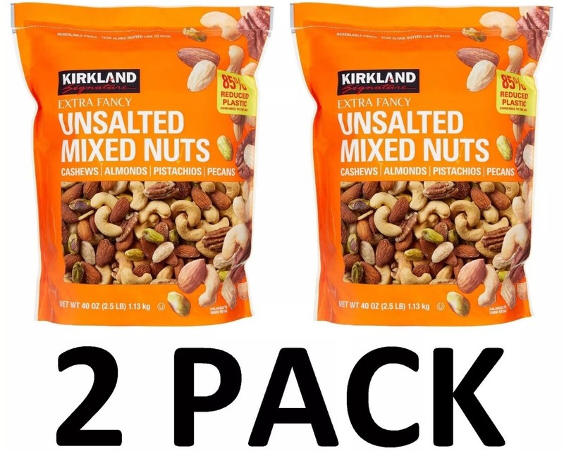2 Kirkland Signature Extra Fancy Unsalted Mixed Nuts (2 Pack /5lbs) Holiday Siz
