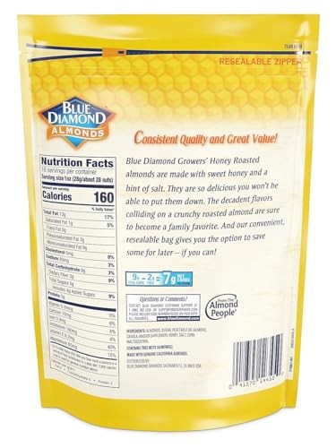 Blue Diamond Honey Roasted Snack Almonds 16 Ounce Resealable Bag gallery
