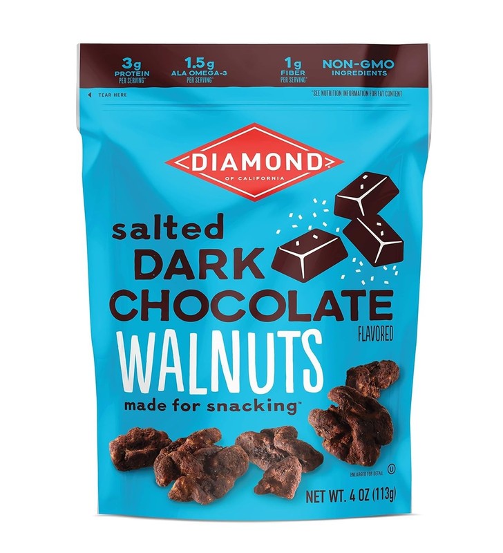 Diamond of California Salted Dark Chocolate Walnut Snack Nuts, 4 oz. (4 Pack)Usa