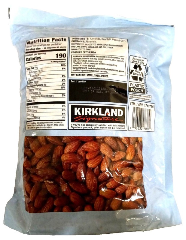 Kirkland Signature Roasted Almonds Sea Salt 40 oz 2.5 lb EXP 12/2026 gallery
