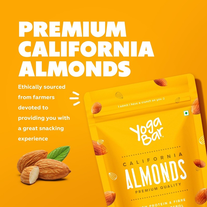 Yogabar Premium California Almonds 1kg | Crunchy Badam | Protein & Fibre gallery