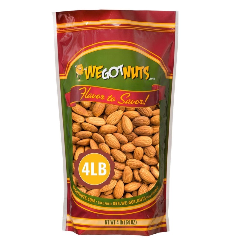 Wholesome Raw Almonds Bulk Pack - Jumbo 4 Pounds, Unsalted & Resealable gallery