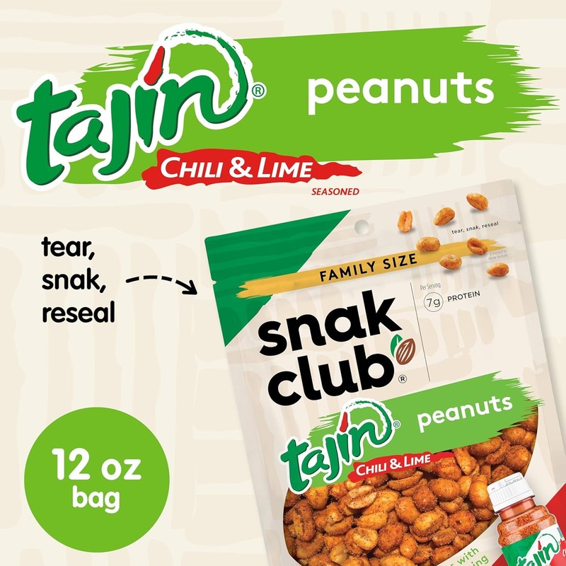 Snak Club Tajin Peanuts Roasted Chili Lime 12 oz Bag gallery