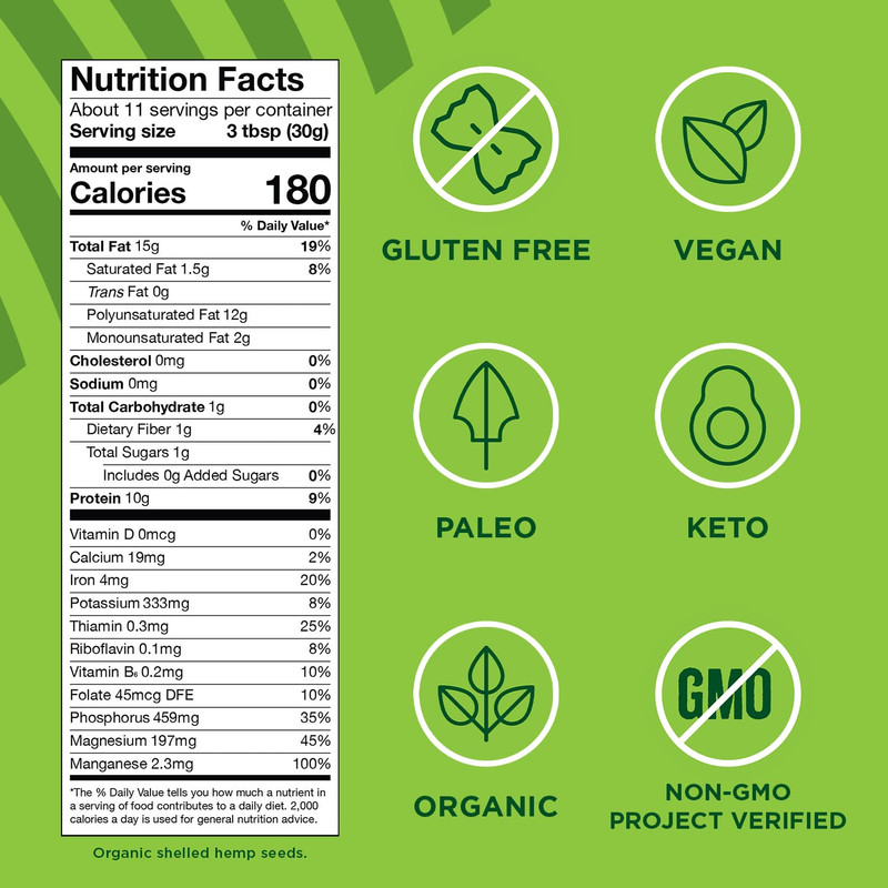 Organic Hemp Hearts, 12Oz, 10G Plant Based Protein and 12G Omega 3 & 6 per Srv, gallery