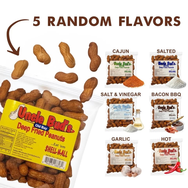 Uncle Buds Deep Fried Peanuts In Shell 5 Pack, Peanuts Individual Packs Salte... gallery