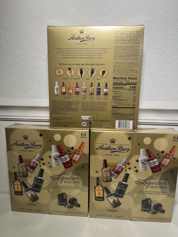 2 Anthon Berg Dark Chocolate Liqueur Liquor filled Bottles 64 CT 2.2 LB gallery