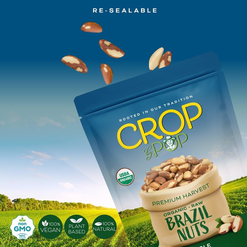 CROP BY POP - Organic Raw Brazil Nuts (8oz - 1 Pack) Packed Fresh in 8 Ounce gallery