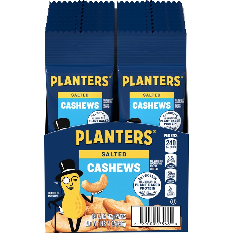 Planters Salted Cashews, 1.5oz, 18ct