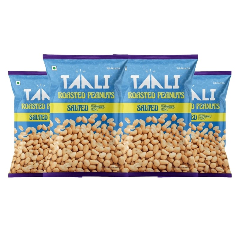 Taali Roasted Salted Peanuts 4x150g | Crunchy, Healthy, Gluten-Free Snacks