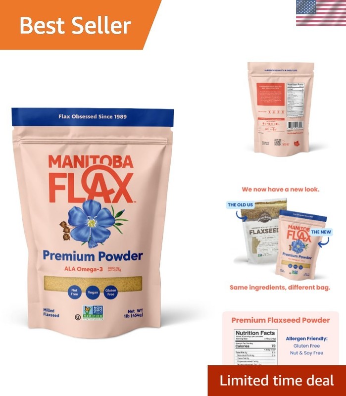 1 lb Flaxseed Powder: 3000 mg Omega-3 | , Gluten-Free & Nut-Free