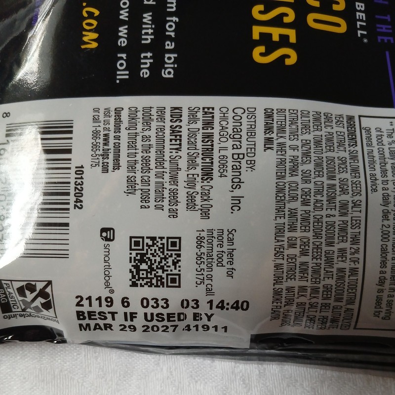 3.63 oz BIGS Sunflower Seeds Taco Bell Taco Supreme Flavor gallery