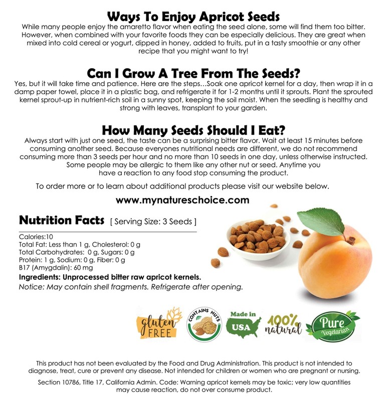 Bitter Apricot Kernels, USA Grown, All Natural, Organic 8oz gallery