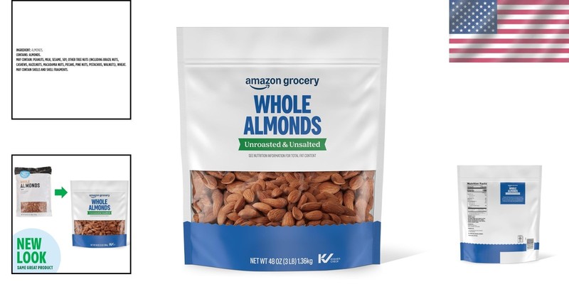 Whole, Unroasted & Unsalted Almonds - 48 Oz Bag - Snack Healthy with Style gallery