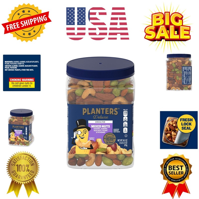 Unsalted Mixed Nuts, Cashews, Almonds, Hazelnuts, Pecans, Pistachios no Shell…
