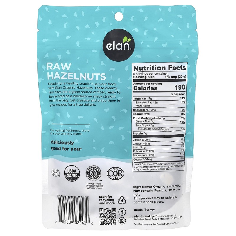 Organic Hazelnuts, Raw, 5.8 oz (165 g) gallery