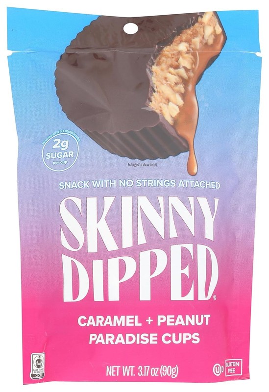 SkinnyDipped Caramel Peanut Cups, Keto, 1g Sugar, 2.2g Net Carbs, 10-Pack