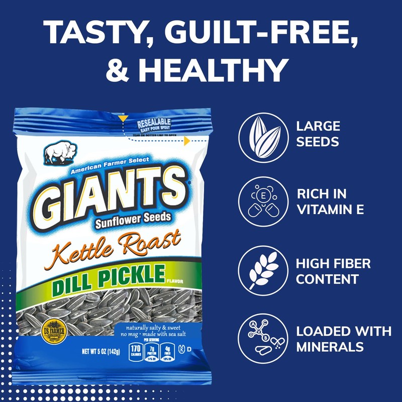 GIANTS Kettle Roast Dill Pickle Sunflower Seeds - Sunflower Seeds Bulk, Big S... gallery
