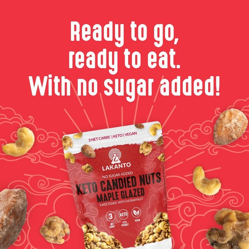 Lakanto Candied Nuts Maple Glazed - No Sugar Added, Sweetened with Monk Fruit... gallery
