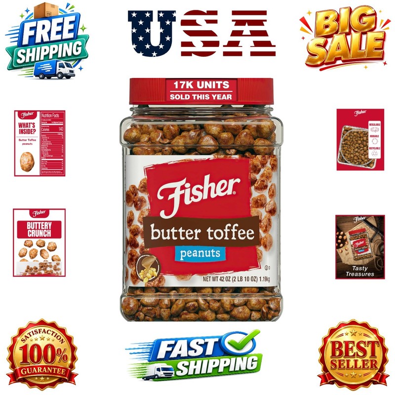 Snack Butter Toffee Peanuts, 42 Ounces Pack of 1, No Artificial Colors or Fla…