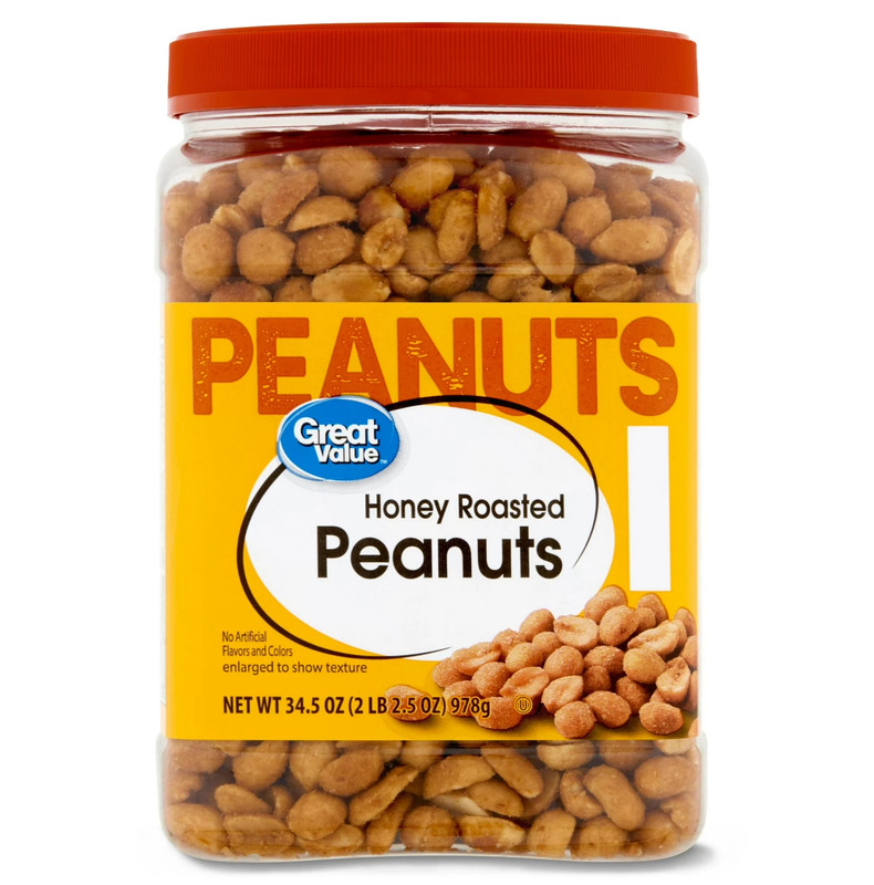 Great Value Honey Roasted Peanuts, 34.5 oz