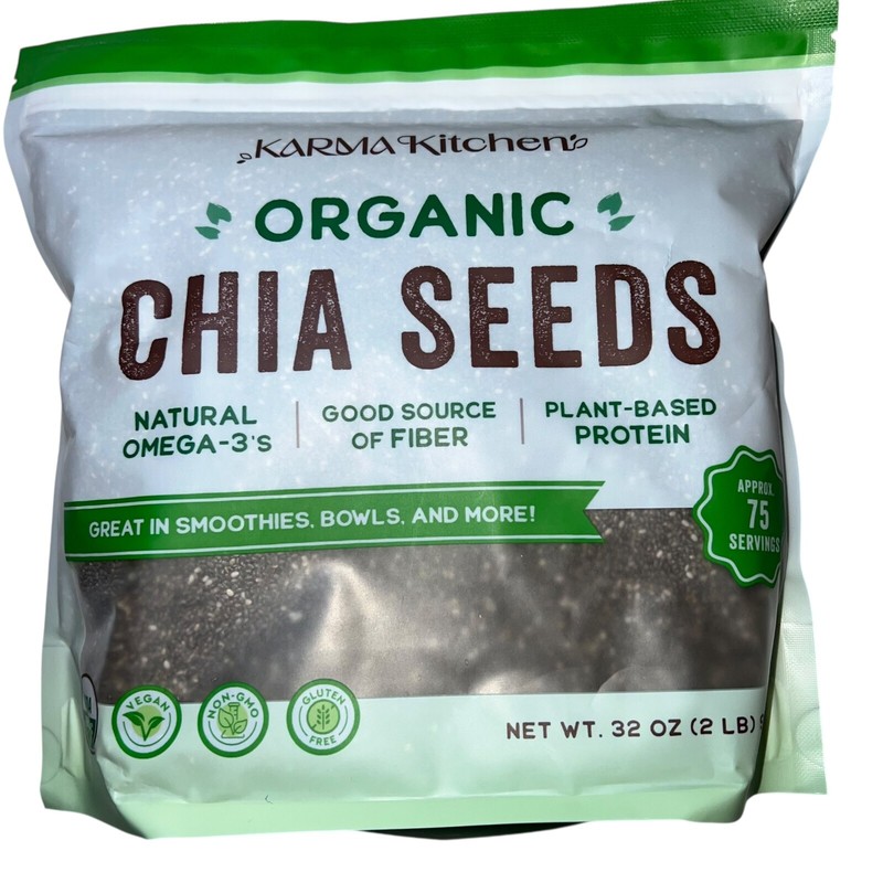 Karma Kitchen Organic Chia Seeds 2lb 32oz Non-GMO Gluten-Free New
