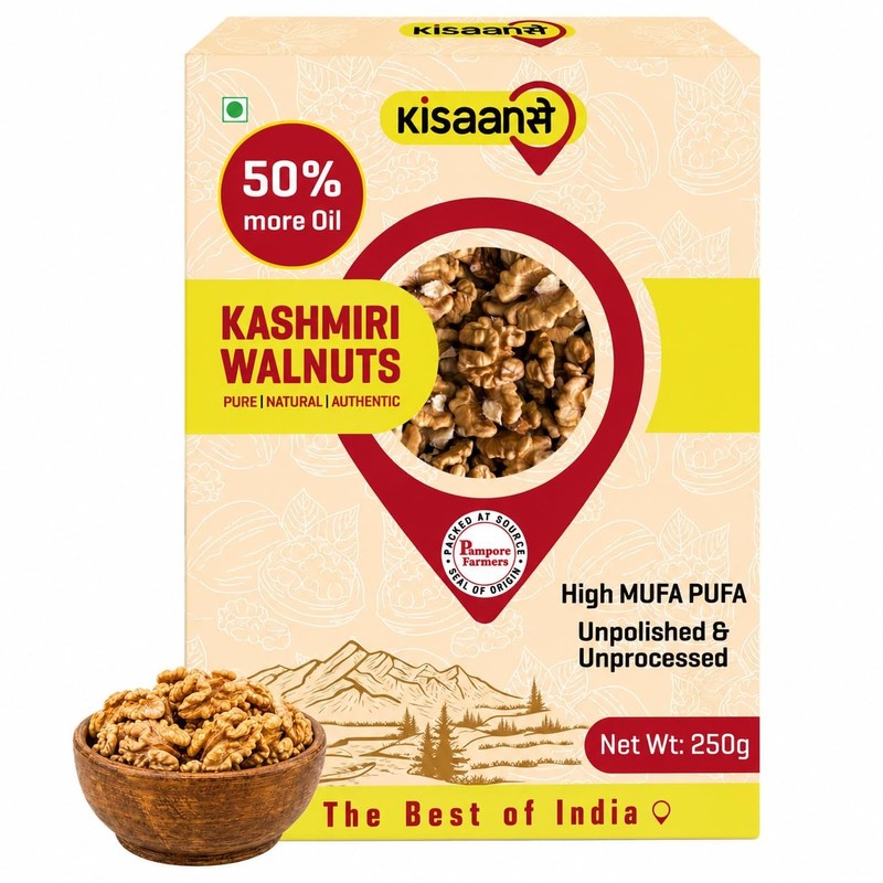 Kisaansay Kashmiri Walnuts 500g | Fresh Akhrot Giri | Vacuum Packed | Shell Free