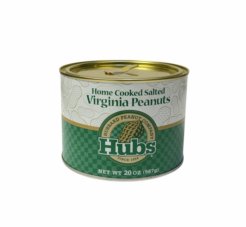 Hubs Home Cooked Salted Virginia Peanuts 20oz Can NEW Sealed Expires 12/2026