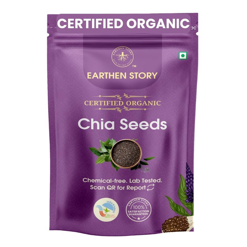 Earthen Story Organic Chia Seeds 500g | Raw Omega-3 Rich Superfood Snack