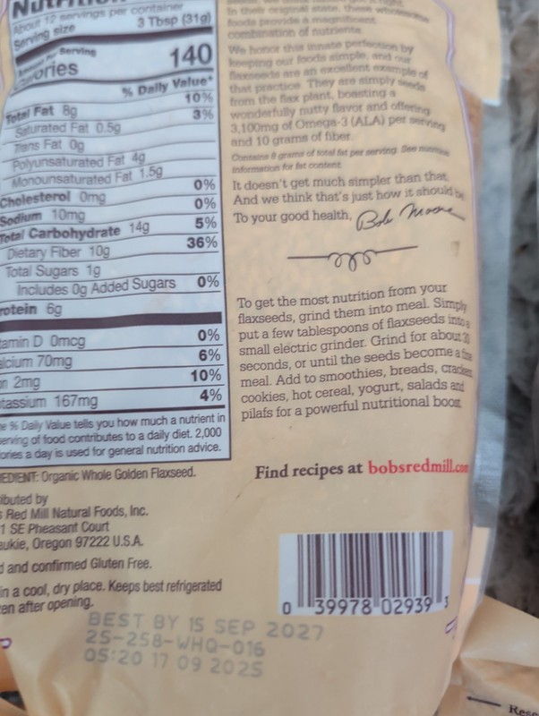 Lot Of 4 Bob's Red Mill, Organic Whole Golden Flaxseed, 13 oz gallery