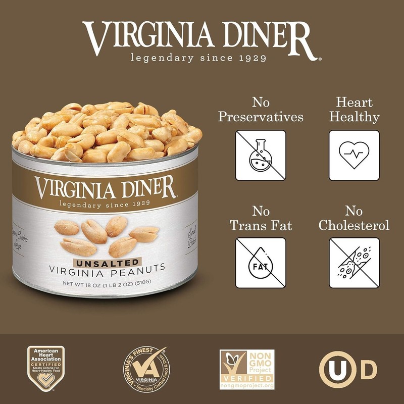 Virginia's Finest Gourmet Peanuts - 18 Oz Can, Natural & Preservative Free gallery