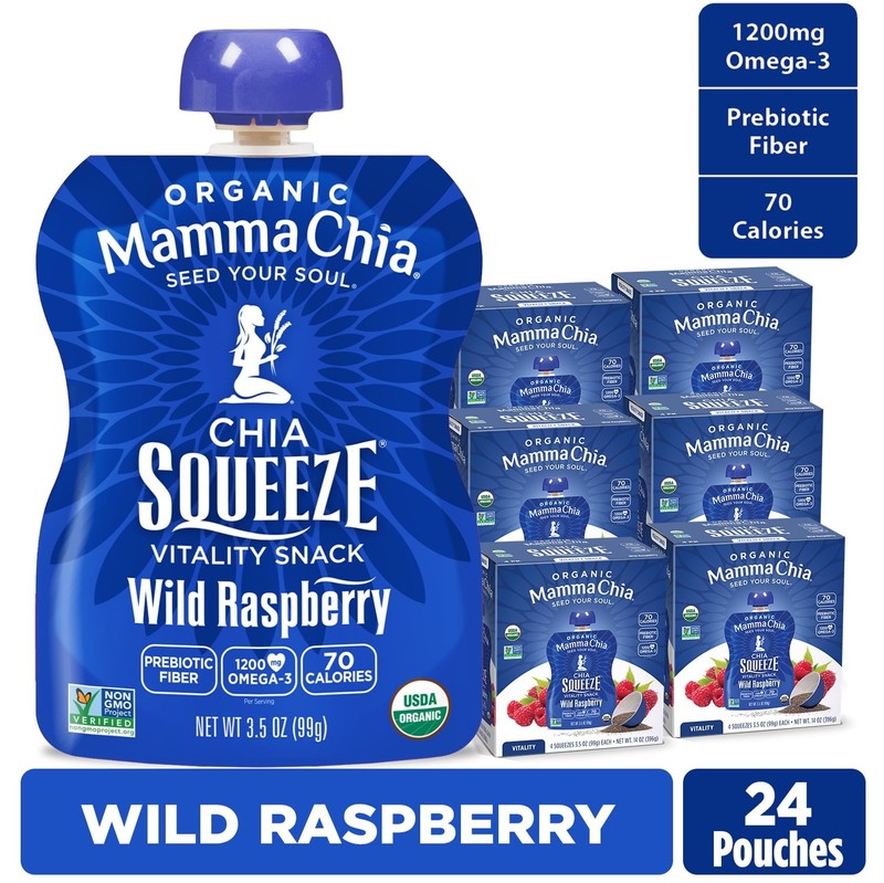 Mamma Chia Organic, Wild Raspberry Chia Squeeze, 3.5 oz, 24 Count Pouches 6