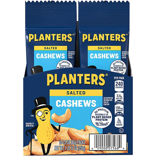 Planters Salted Cashews, 1.5 oz., 18 pk. gallery