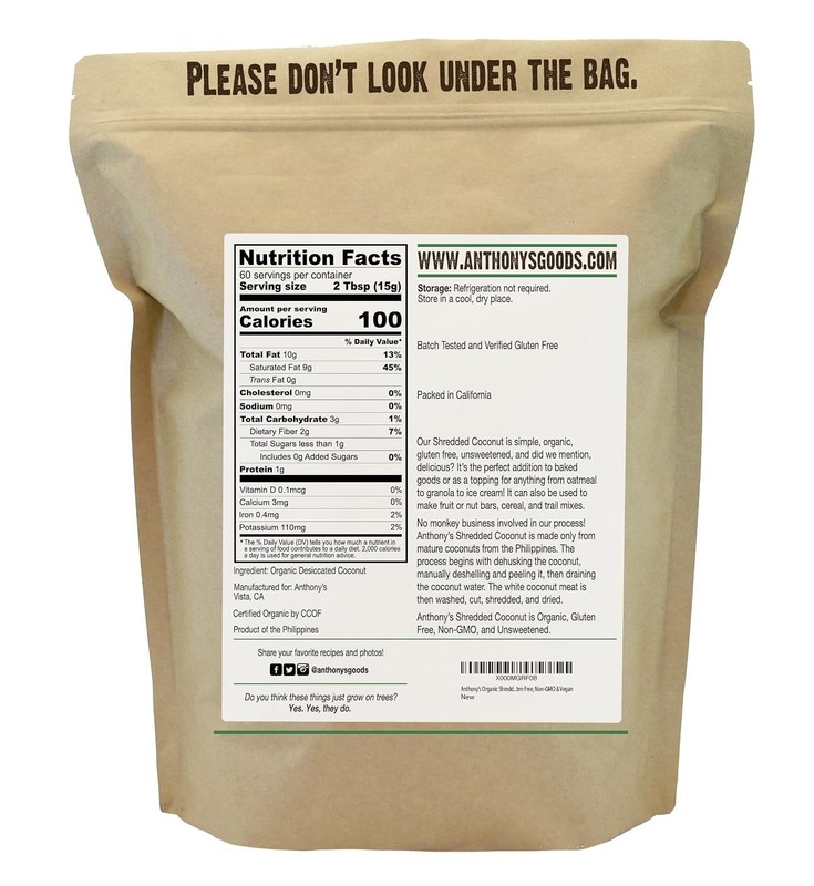 Organic Unsweetened Shredded Coconut, 2 lb gallery