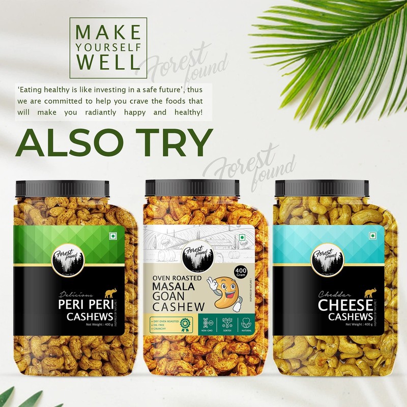 Forest Found Oven Roasted Cashews 400g | Schezwan Flavour Crunchy Kaju Snack gallery
