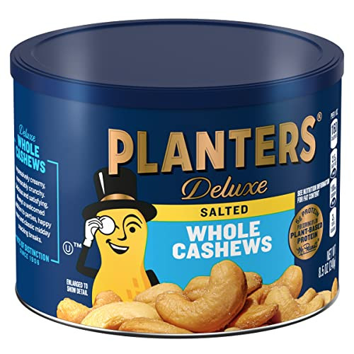 Planters Deluxe Whole Cashews 8.5 oz Canister Salted Nuts Snack gallery