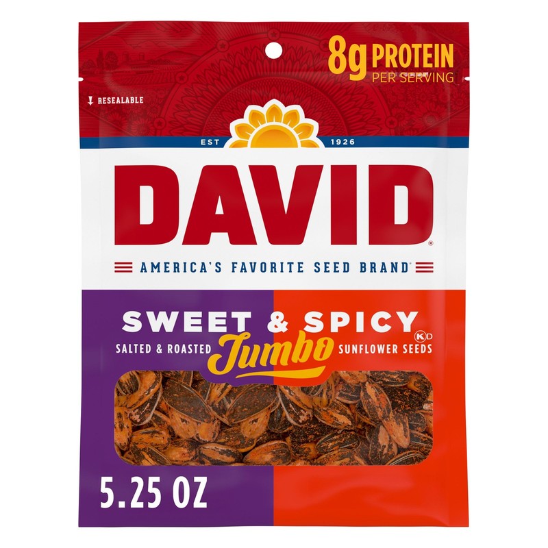Sweet and Spicy Salted and Roasted Jumbo Sunflower Seeds, Keto Friendly Snack, 5