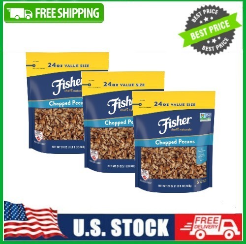 3 PACK Fisher Chef’s Naturals Gluten Free, No Preservatives, Chopped Pecans