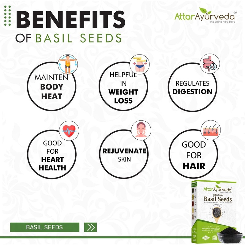 Attar Ayurveda Sabja Basil Seeds - 500 gm (Reduces Body Heat) gallery