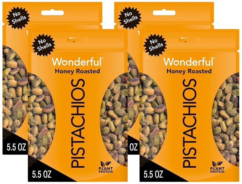 (10) Wonderful Pistachios No Shells, Honey Roasted Nuts 5.5 Ounce Resealable Bag